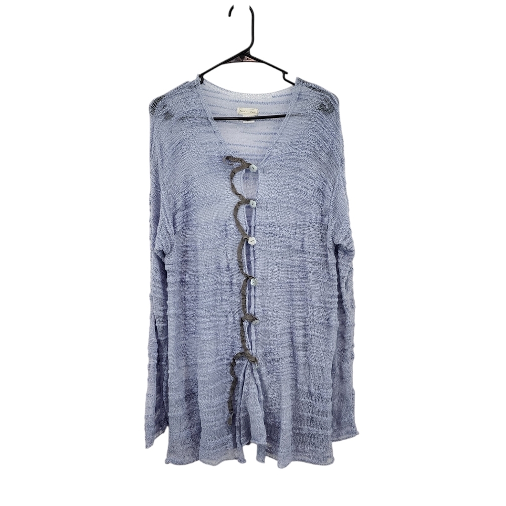 Neesh by DAR Women's Textured Knit Lace Up Button Closure Cardigan Sweater - M/L
